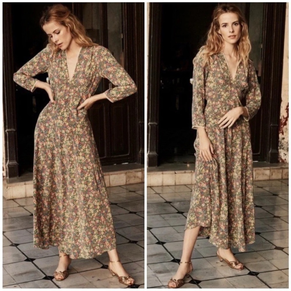 Doen Catskill Silk Floral Maxi Dress NWT